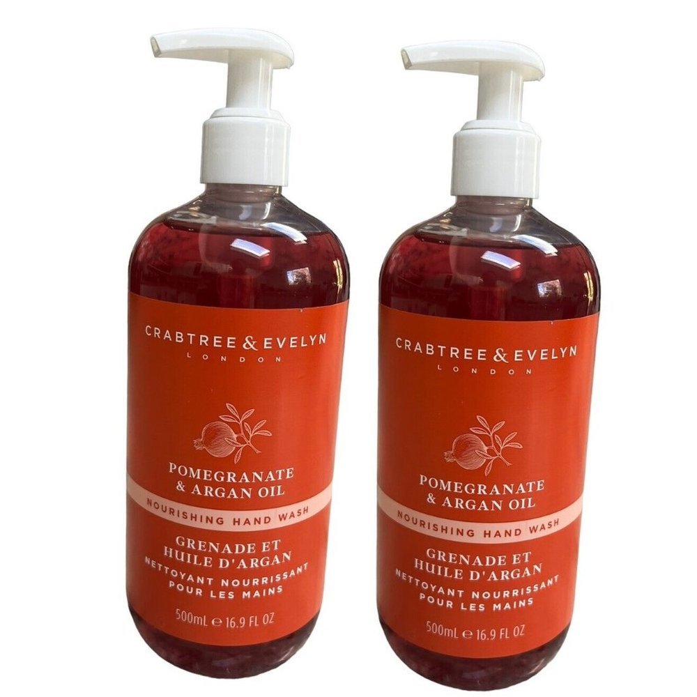 Crabtree & Evelyn Pomegranate & Argan Oil Hand Wash 16.9oz - Lot of 2 NEW